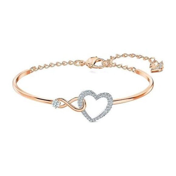 Hyperbola bangle Infinity and heart, White, Mixed metal finish - Picture 1 of 3